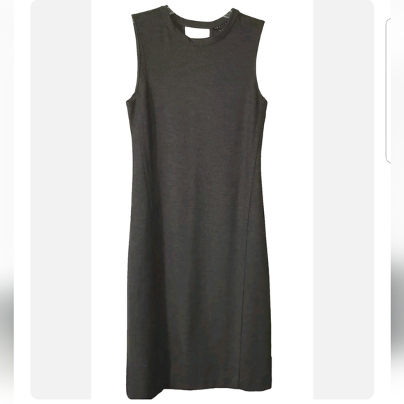 Theory virgin wool grey shift dress gevel Jersey flannel career keyhole sz 8 - Picture 4 of 8